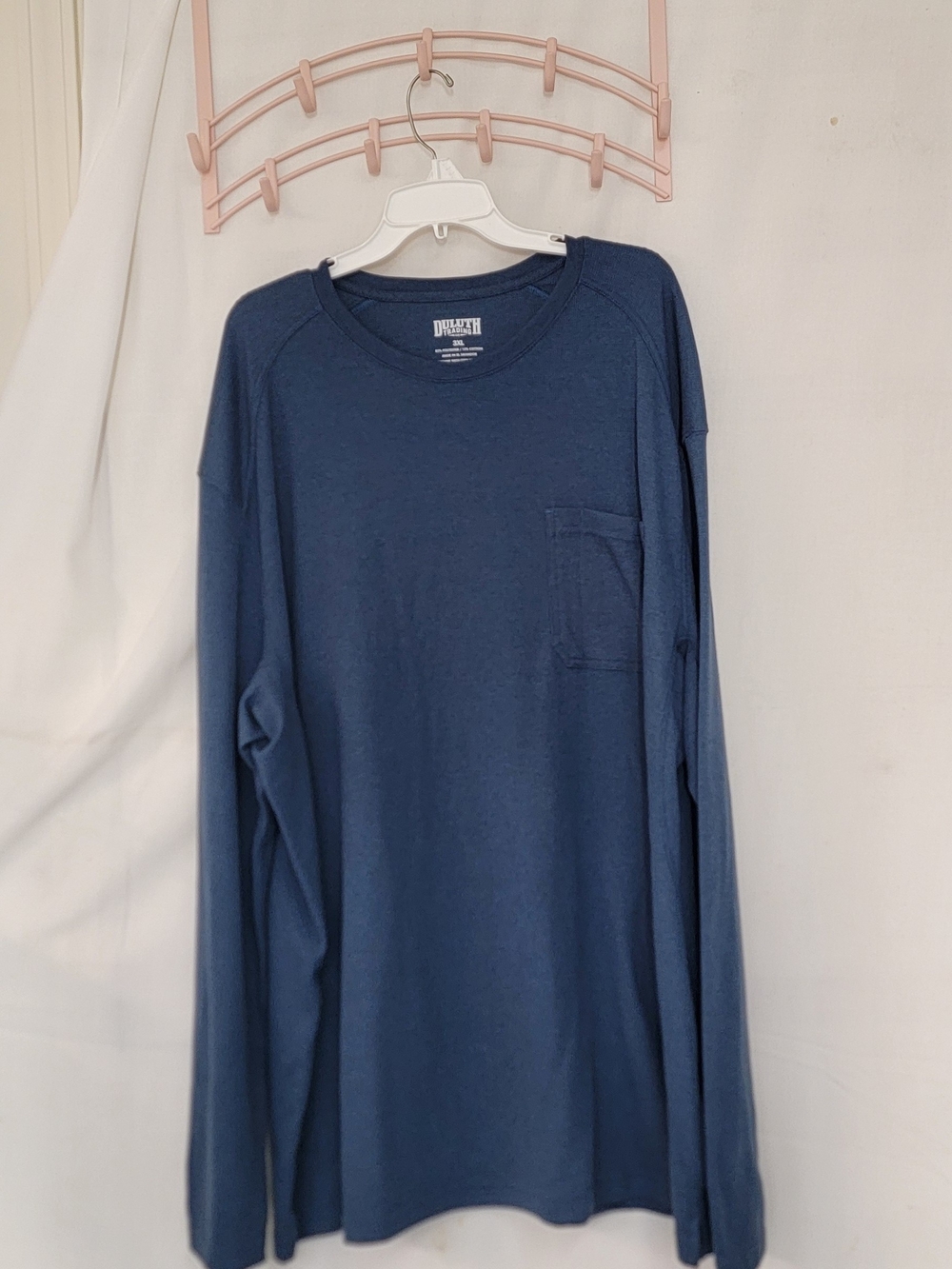Duluth Trading Co Navy Long-Sleeve Crewneck with Chest Pocket